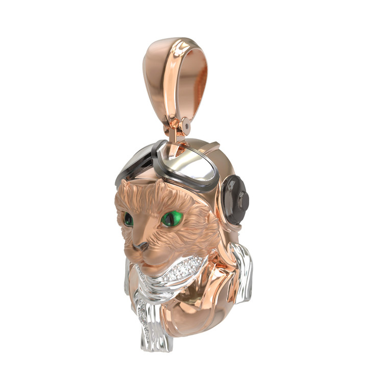 Подвеска из золота c эмаль , бриллиантами и рубином