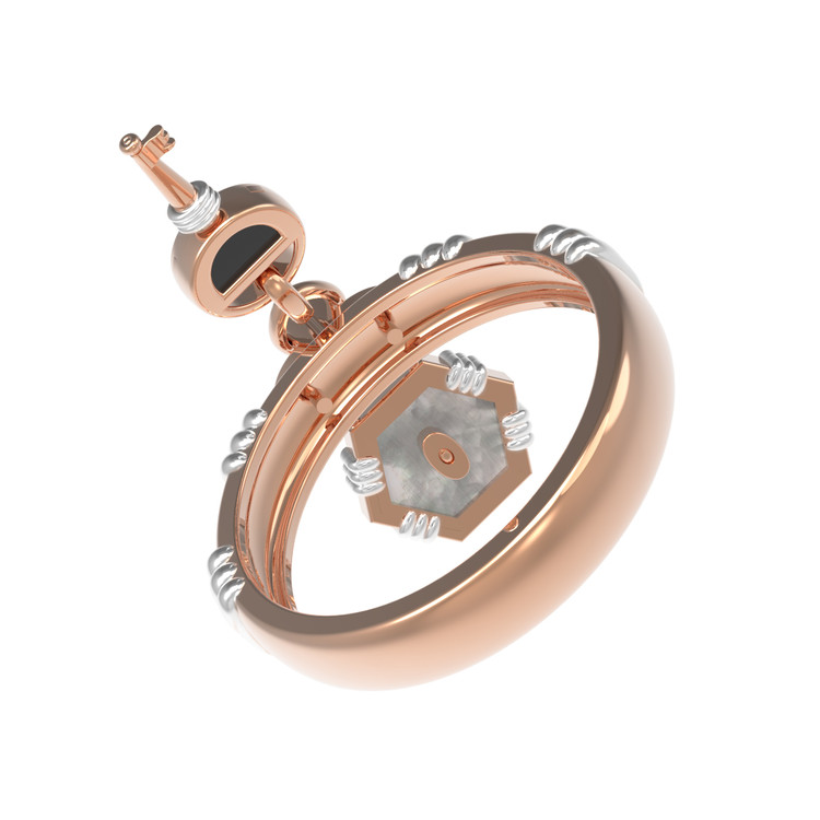 Кольцо из золота c ониксом и перламутром