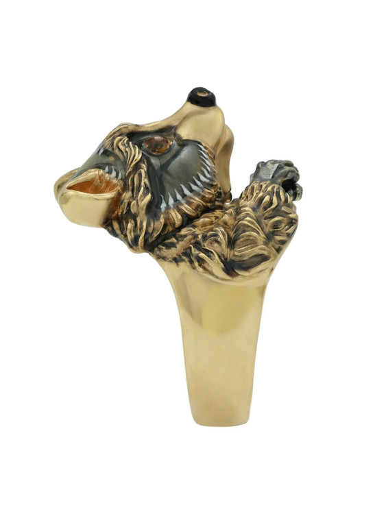 Кольцо из лимонного золота c эмаль