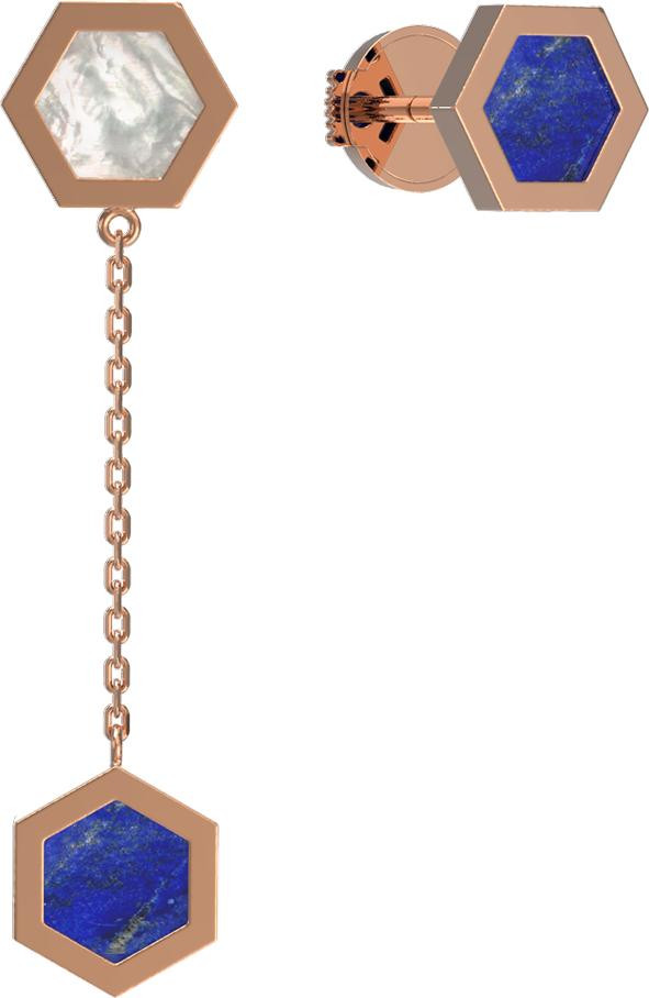 Серьги из золота c лазуритом и перламутром