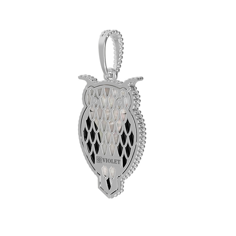 Подвеска из белого золота c эмаль , ониксом и перламутром