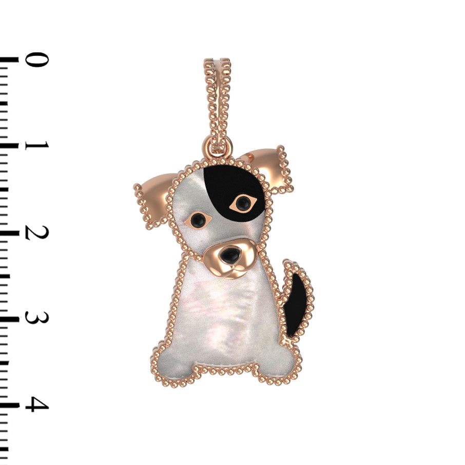 Подвеска из золота c эмаль , ониксом и перламутром