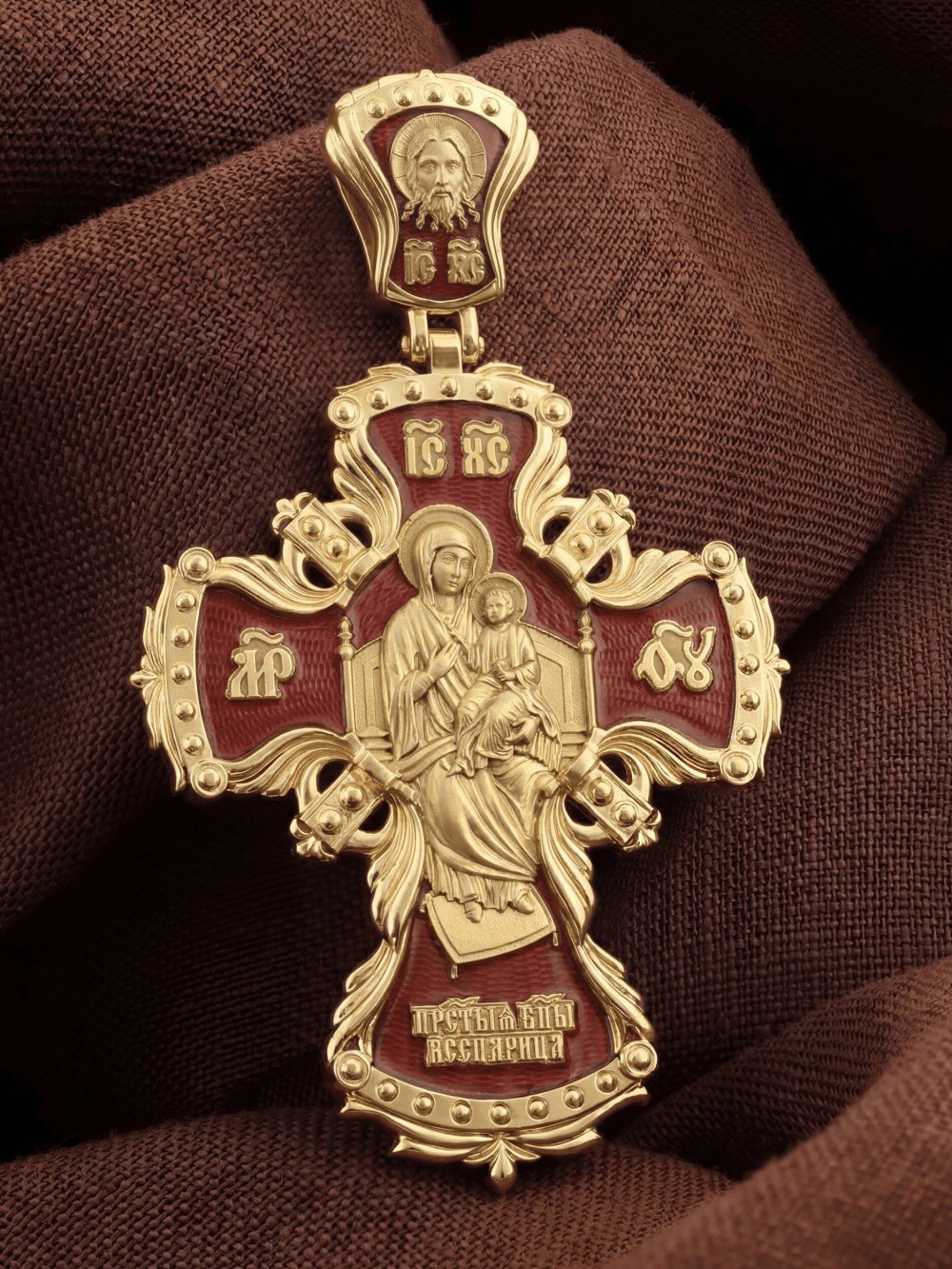 Крест из лимонного золота c эмалью