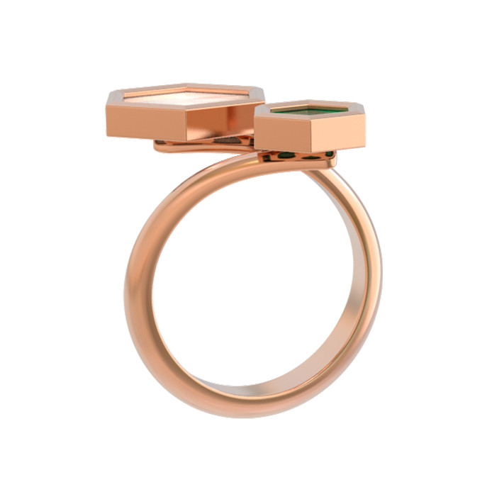 Кольцо из золота c малахитом и перламутром