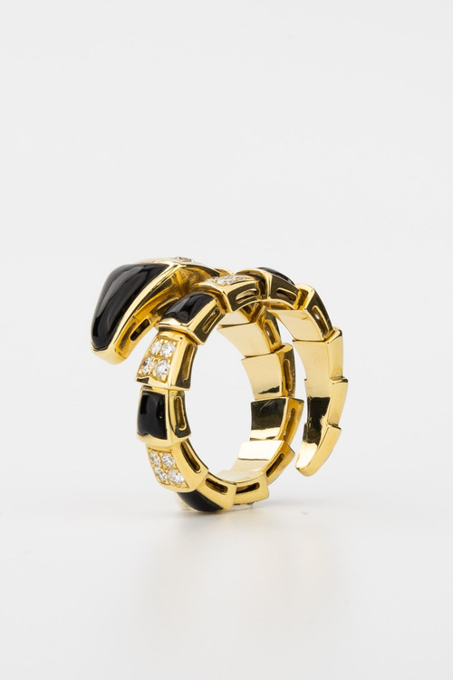 Кольцо из лимонного золота c бриллиантами и ониксом