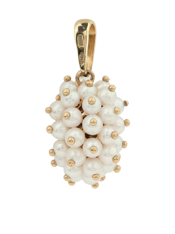 Подвеска из золота c эмаль и жемчугом