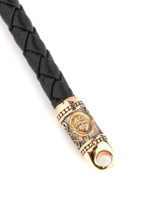 Браслет из золота c кожаным шнурком
