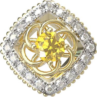 Подвеска из лимонного золота c бриллиантами и сапфиром