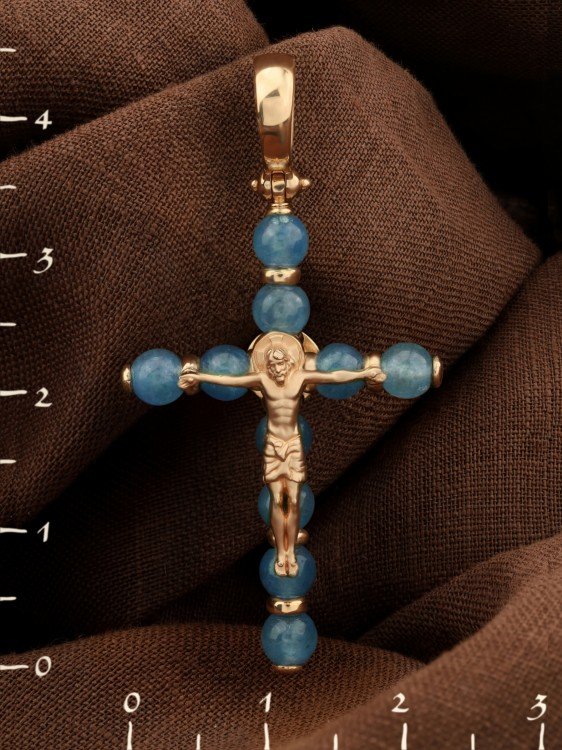 Крест из золота c жадеитом