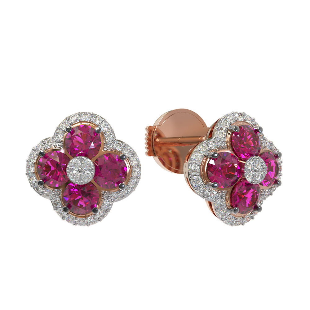 Серьги из золота c бриллиантами и рубином