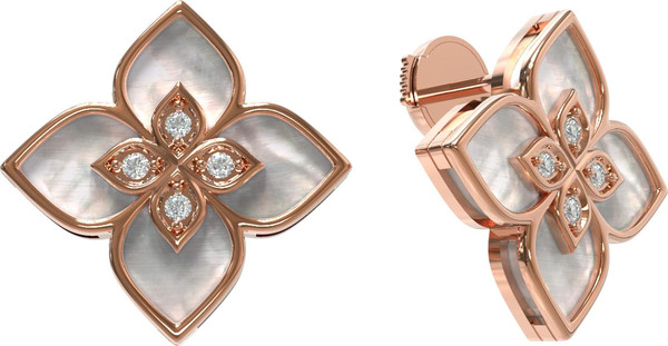 Серьги из золота c бриллиантами и перламутром