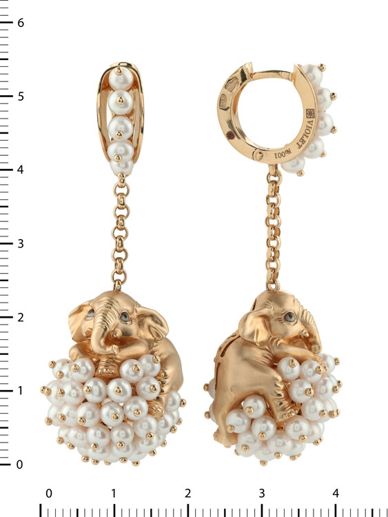 Серьги из золота c эмалью и жемчугом