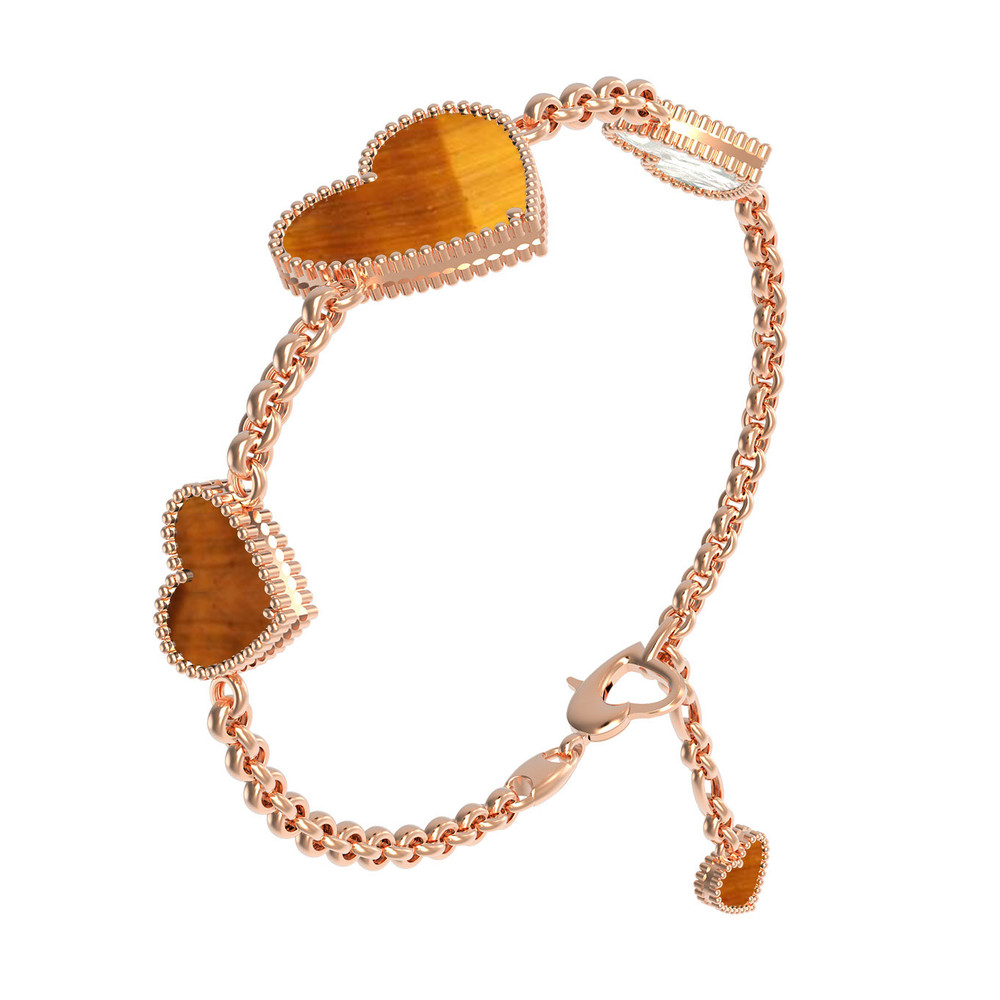 Браслет из золота c тигровым глазом и перламутром