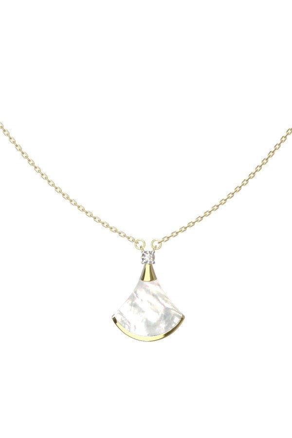 Колье из лимонного золота c бриллиантами и перламутром