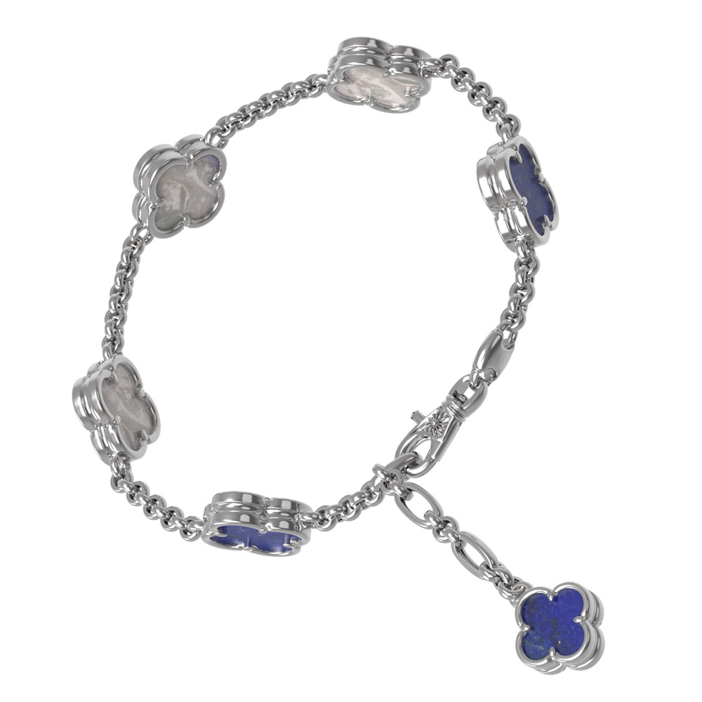 Браслет из белого золота c лазуритом и перламутром