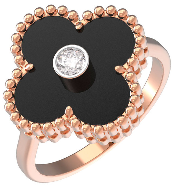 Кольцо из золота c бриллиантами и ониксом