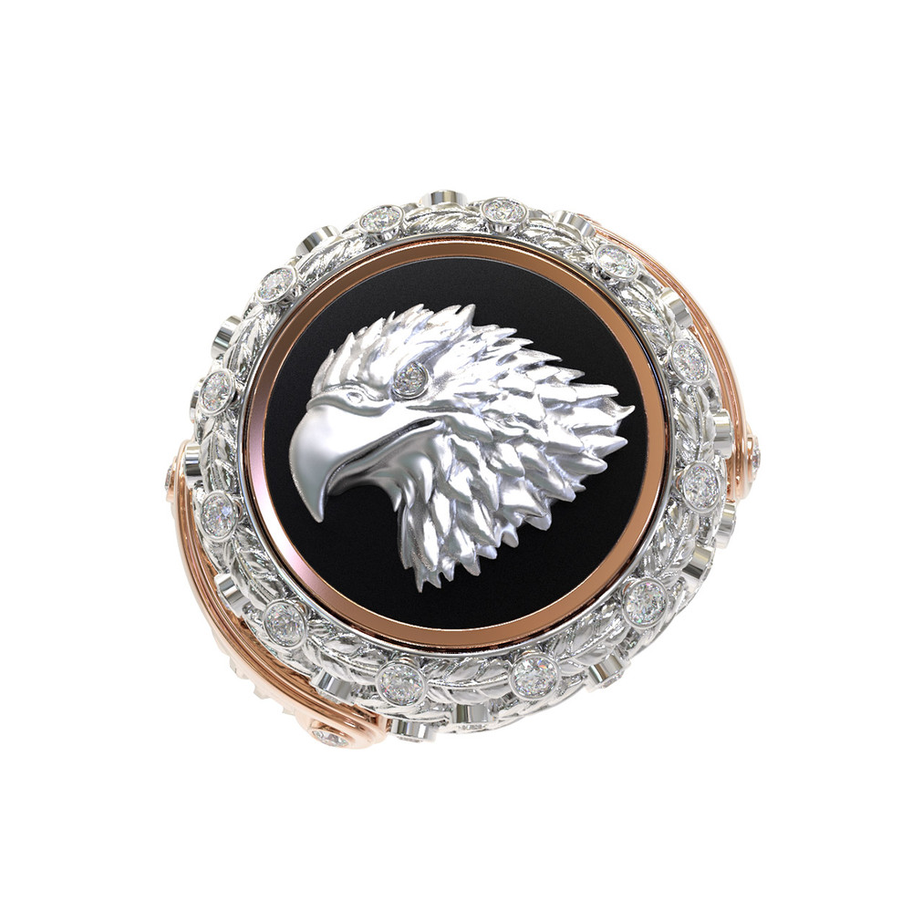 Кольцо из золота c бриллиантами и ониксом