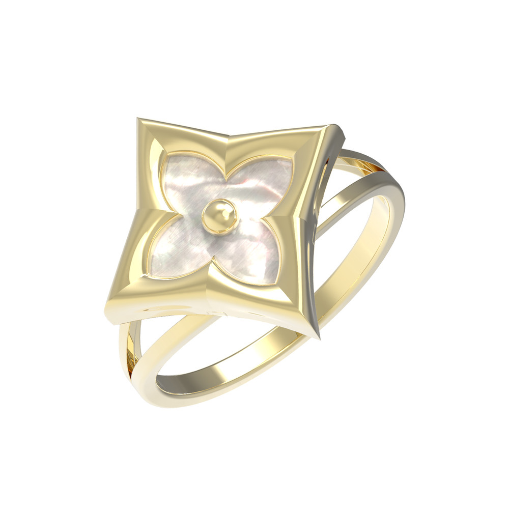 Кольцо из лимонного золота c перламутром