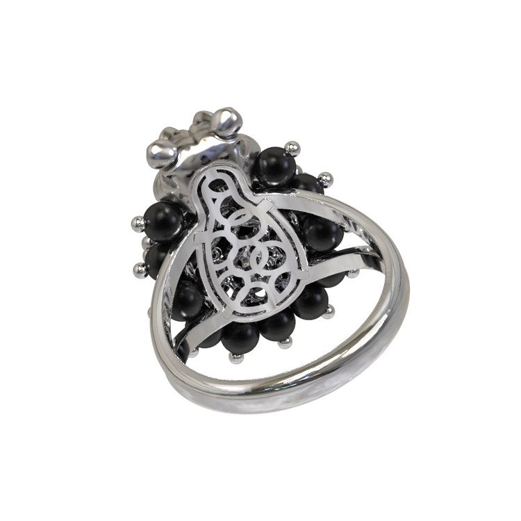 Кольцо из белого золота c эмаль и ониксом