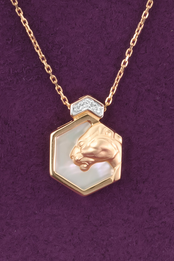 Колье из золота c бриллиантами и перламутром