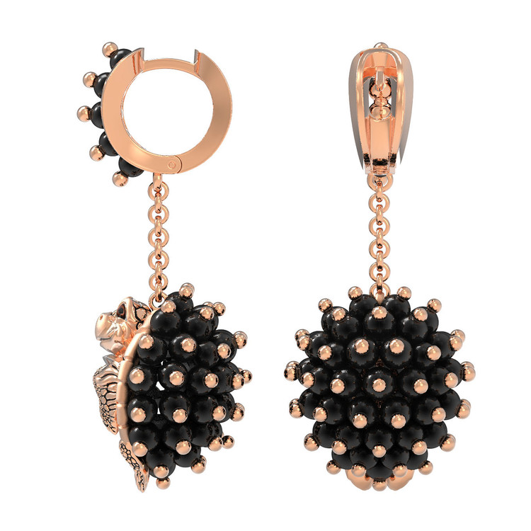 Серьги из золота c эмаль и ониксом