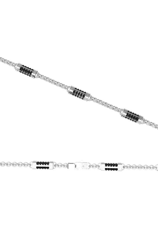 Цепь из белого золота c ониксом