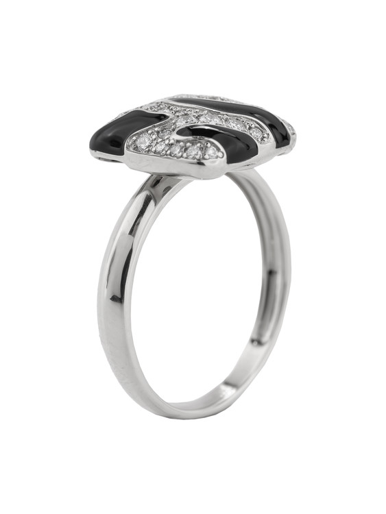 Кольцо из белого золота c эмаль и бриллиантами