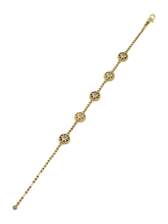 Браслет из лимонного золота c бриллиантами, лазуритом и перламутром