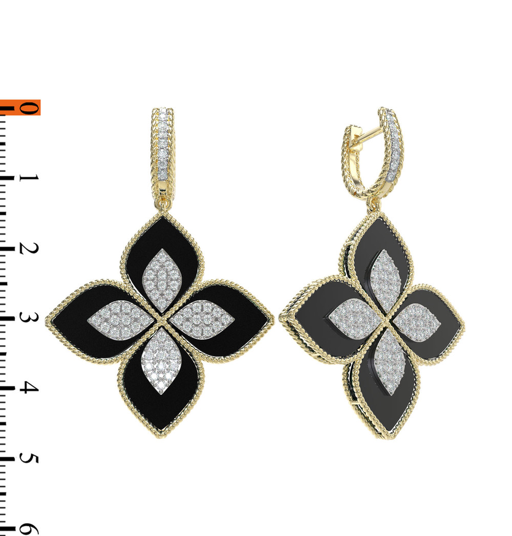 Серьги из лимонного золота c бриллиантами и ониксом