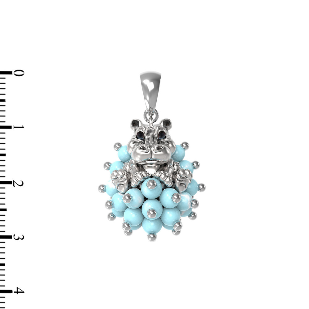Подвеска из белого золота c эмаль и бирюзой