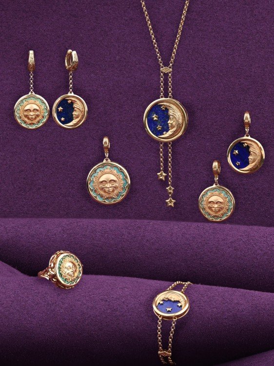 Серьги из золота c бирюзой и лазуритом