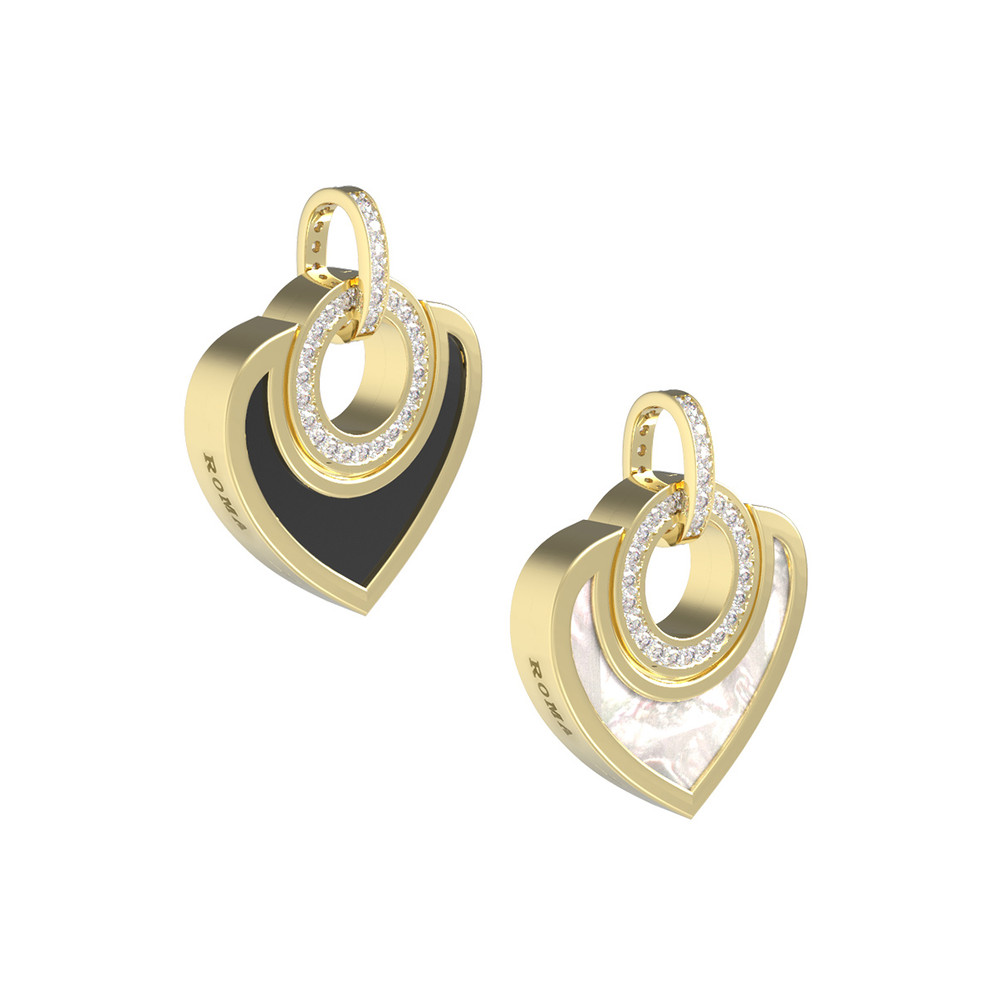 Подвеска из лимонного золота c бриллиантами, ониксом и перламутром