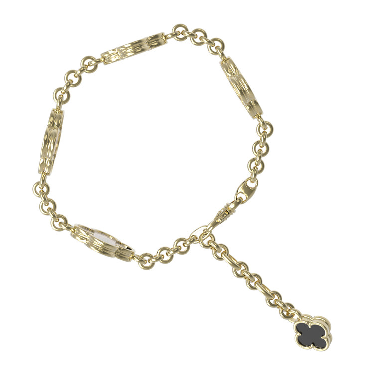 Браслет из лимонного золота c ониксом и перламутром