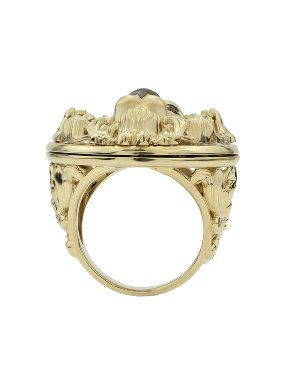 Кольцо из лимонного золота c эмаль и ониксом