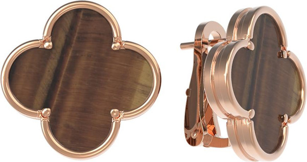 Серьги из золота c тигровым глазом