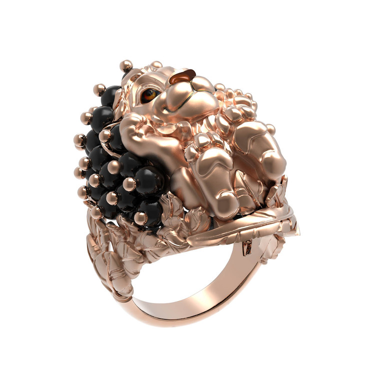 Кольцо из золота c эмаль и ониксом