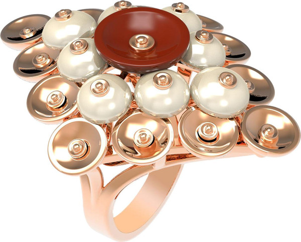 Кольцо из золота c агатом и перламутром