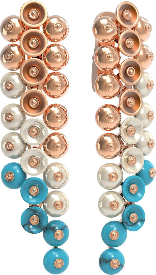 Серьги из золота c бирюзой и перламутром