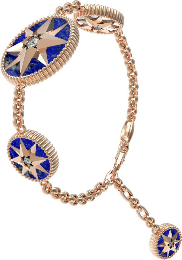 Браслет из золота c фианитом, лазуритом и перламутром