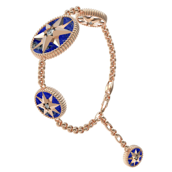 Браслет из золота c фианитом, лазуритом и перламутром