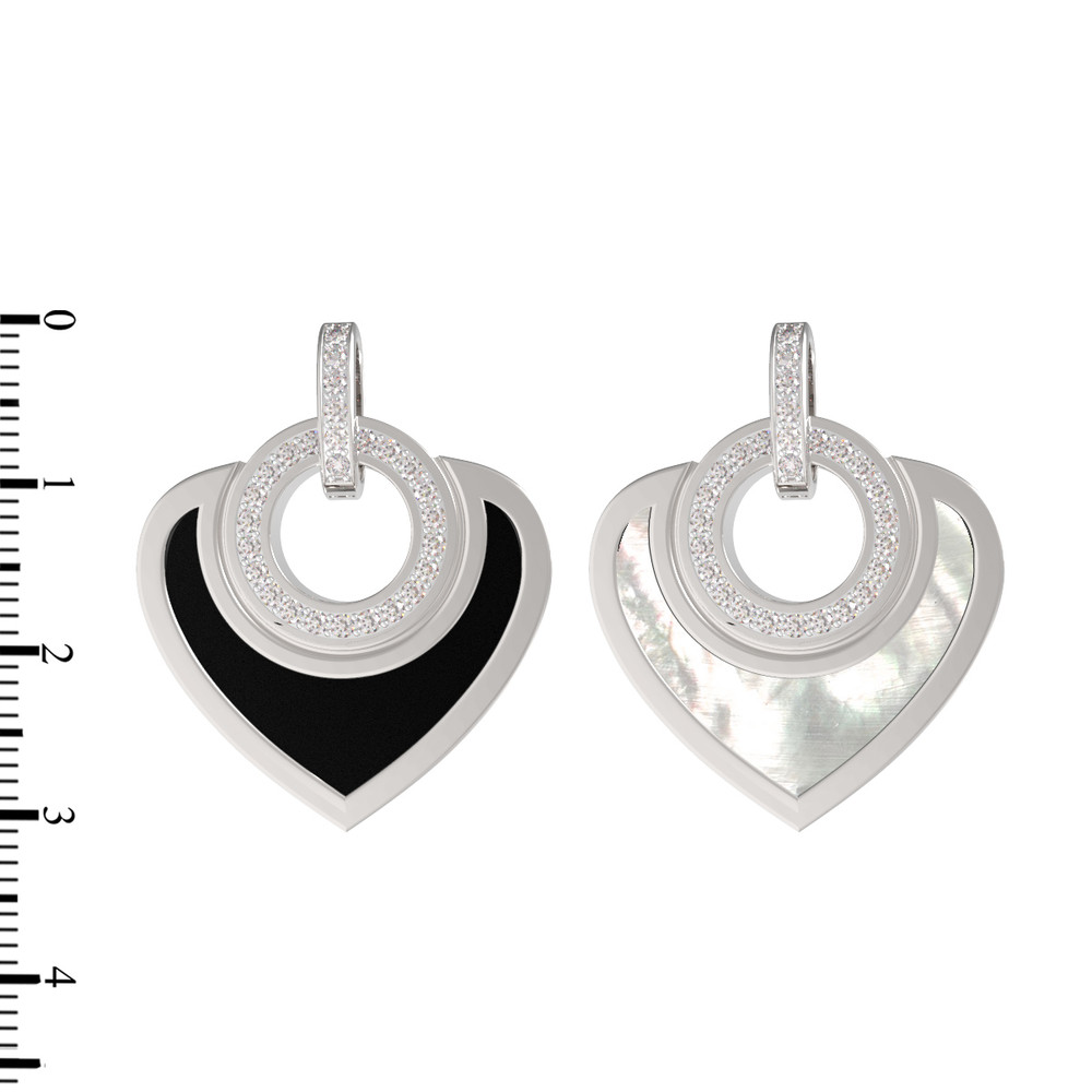 Подвеска из белого золота c бриллиантами, ониксом и перламутром