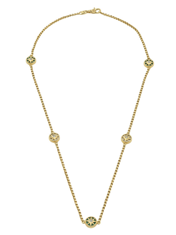 Колье из лимонного золота c бриллиантами, малахитом и перламутром