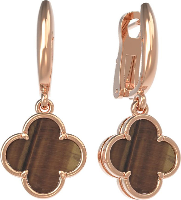 Серьги из золота c тигровым глазом