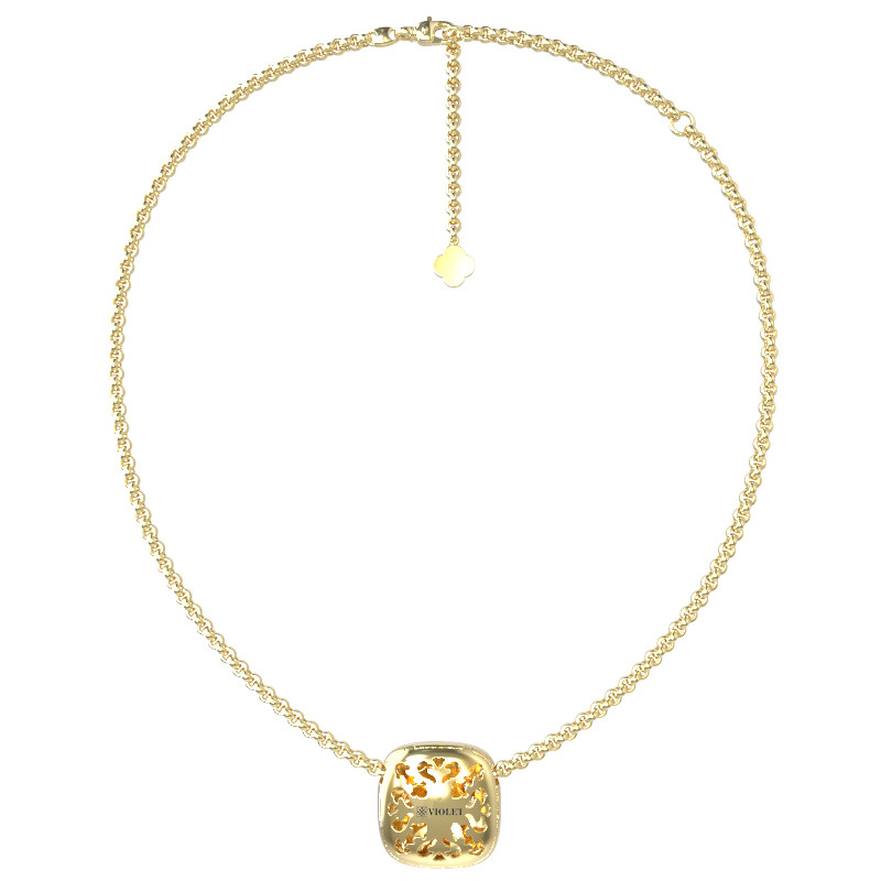 Колье из лимонного золота c бриллиантами и перламутром