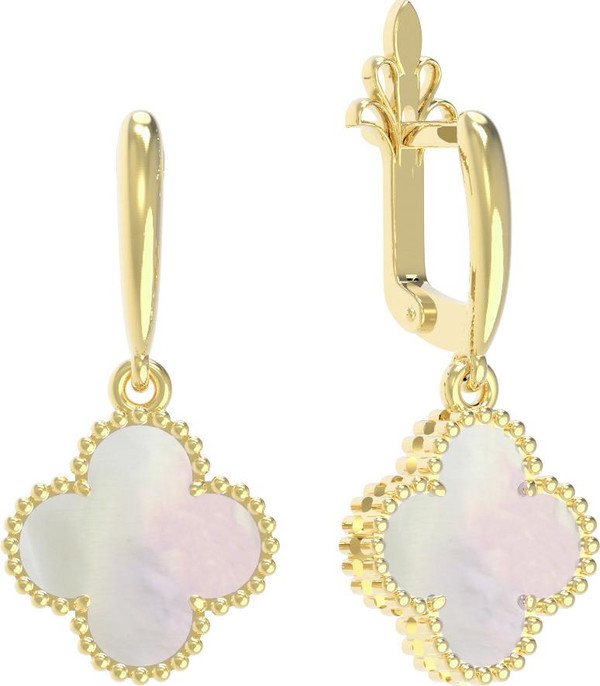 Серьги из лимонного золота c перламутром