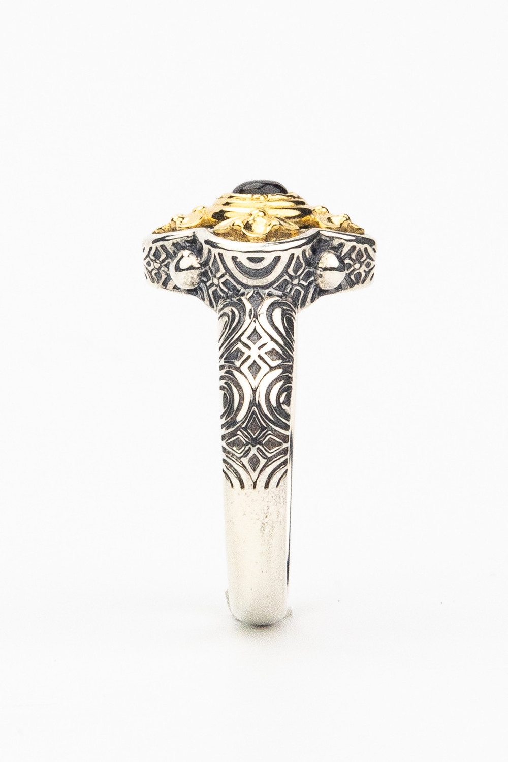 Кольцо из серебра и золота c сапфиром и рубином