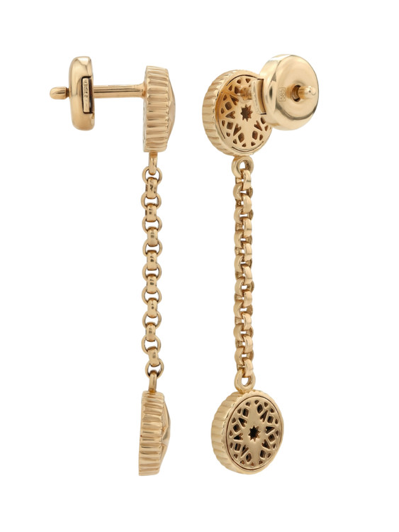 Серьги из золота c бриллиантами, ониксом и перламутром