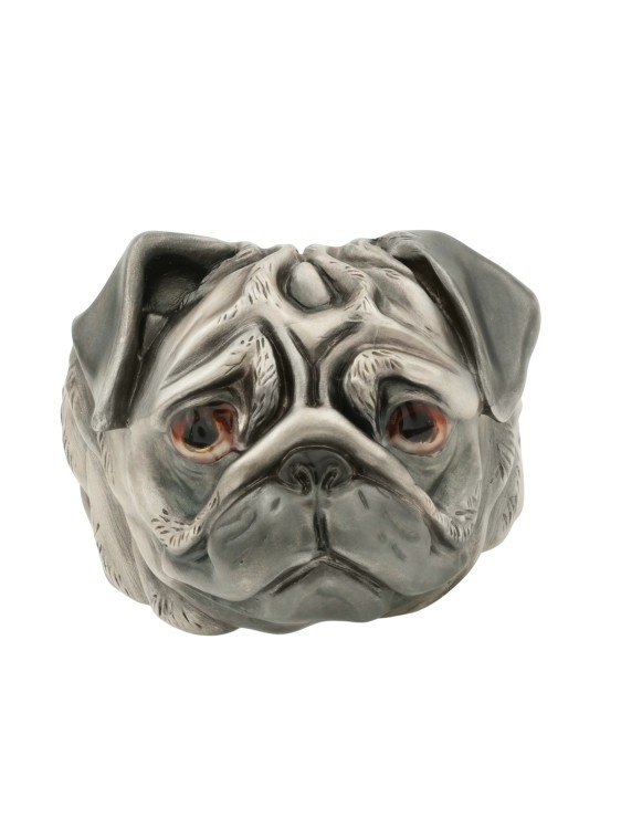 Кольцо из белого золота c эмаль