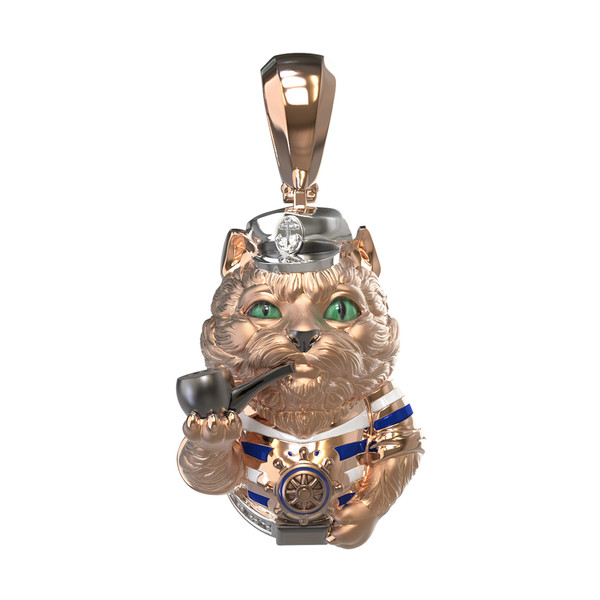 Подвеска из золота c эмаль , бриллиантами и рубином