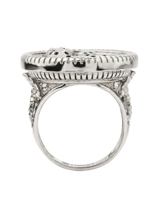 Кольцо из белого золота c эмаль